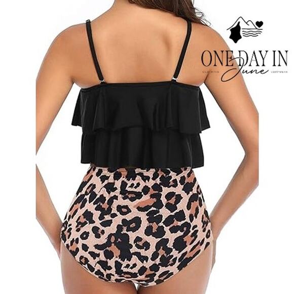 Adisputent Flounce High Waist Bikini Swimsuit Size M - Picture 2 of 7